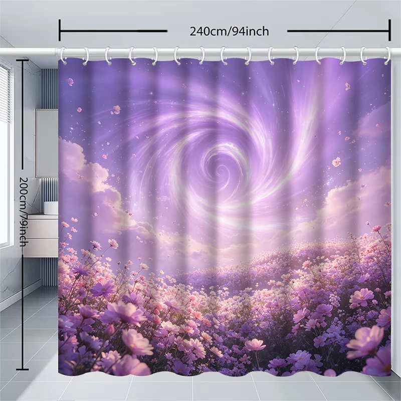 1pc starry sky scene shower curtain with metal grommets, polyester bath curtain widow curtain bathroom decor & accessories