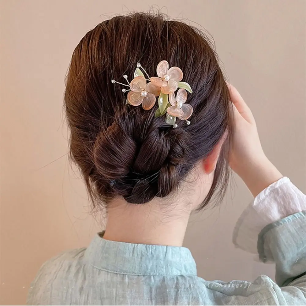 

Antique Hair Comb Chinese Style Hair Stick U Shape Flower Hanfu Hairpin Pearl Hair Chopstick Hanfu Accessories