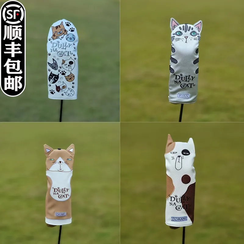 Export for lazy cat golf club cover head   cartoon protective cap No. 1 wooden pole cover ugly cat GOLF