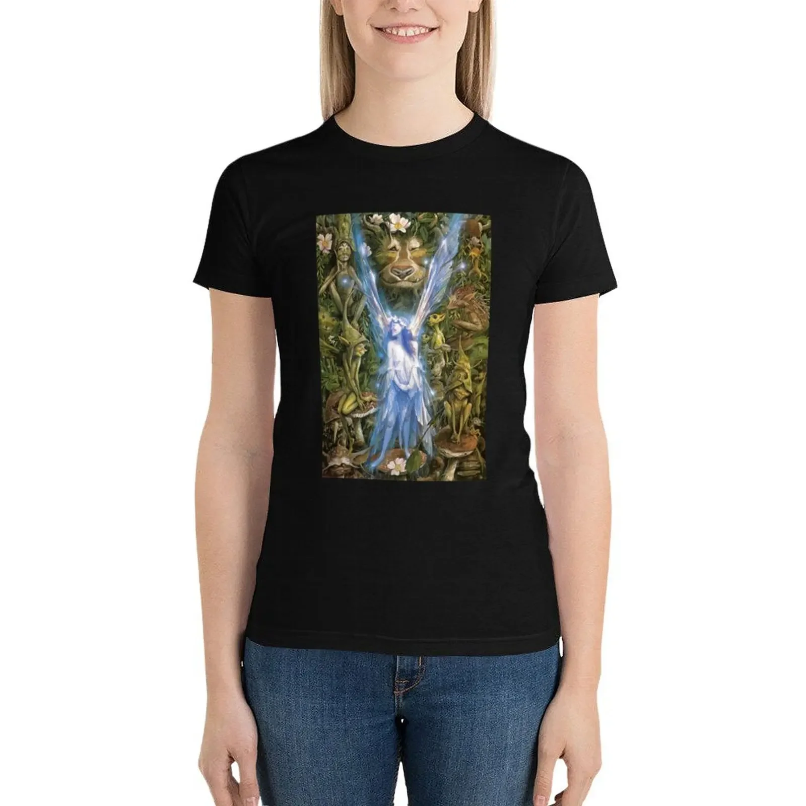 Brian Froud - The Faery Who Was Kissed by the Pixies T-Shirt animal print shirt for girls plus size tops cat shirts for Women