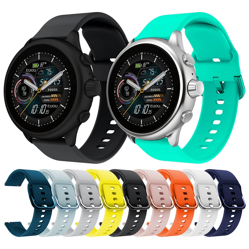 20mm Soft Silicone Strap For Fossil Gen 6 Wellness Edition Smartwatch Replacement Band Wristband Bracelet Watchband bands