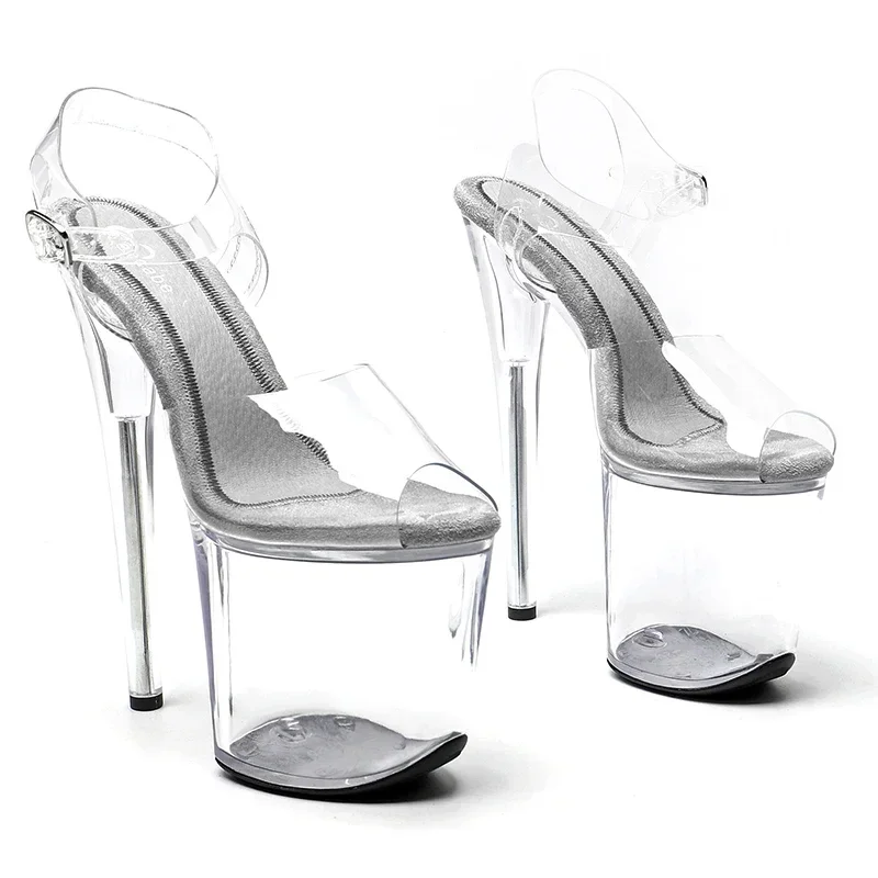 Leecabe 20cm/ 8inches  Clear PVC Upper New  Fashion trend Clear platform  high heel sandals  stripper heel pole dance shoes