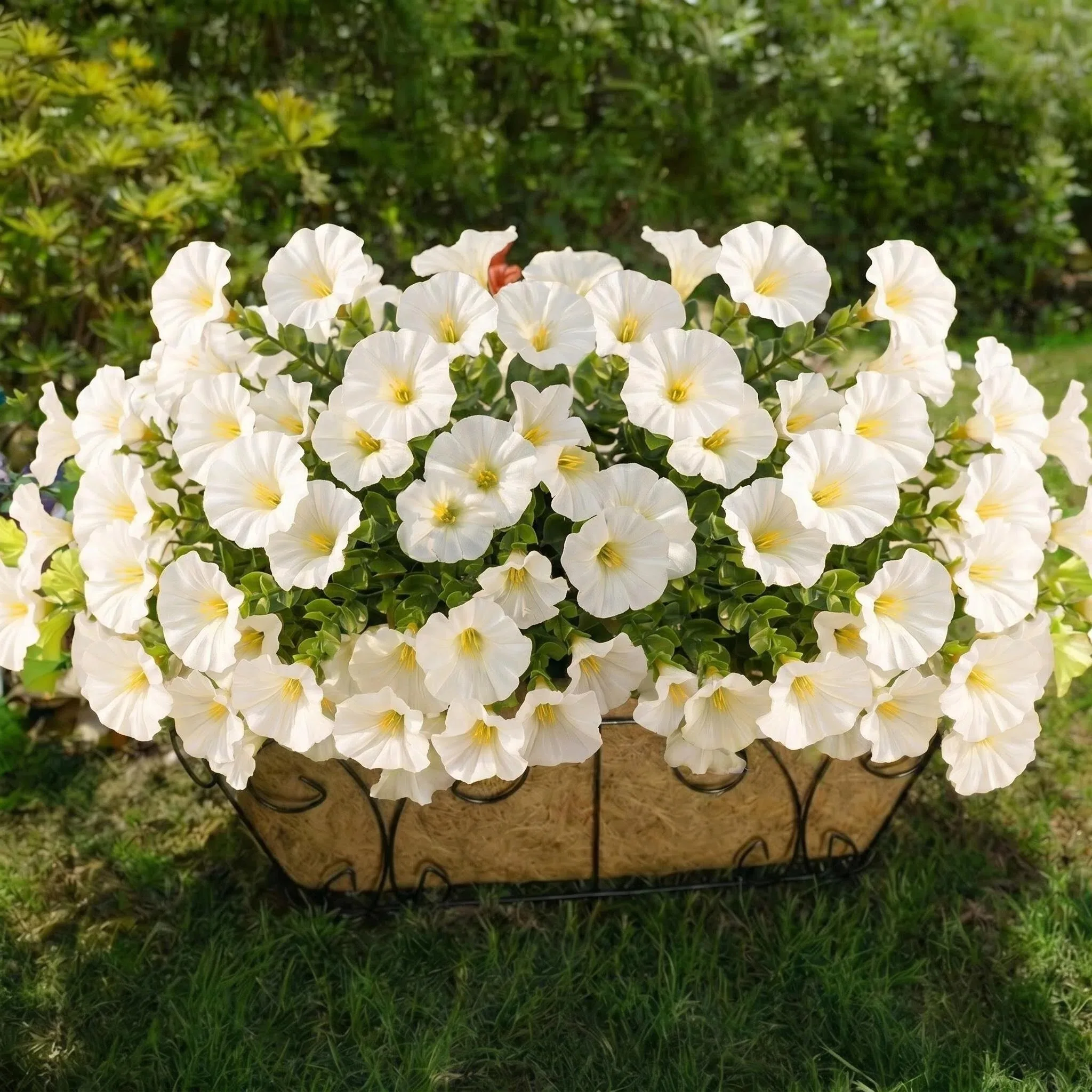4 bunches (each bunch contains 7 stems, totaling 28 stems and 84 flowers) of bright artificial morning glory flowers for Valentine's Day |   Multi-color artificial flower decorations, available in 5 vibrant colors, made of high-quality plastic for hanging decoration, suitable for balcony, terrace, flower boxes, weddings, and event decorations, durable artificial flowers, container not included