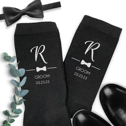 Personalized Wedding Bestman Groom to be Socks Custom Groom's Party Men's Initial Socks Engagement Proposal Groomsmen Gift