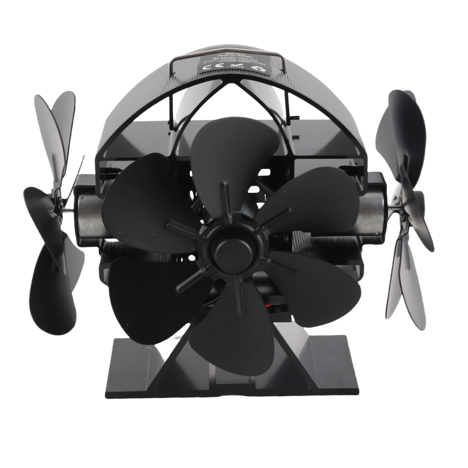 Heat Powered Stove Fan 3 Heads 18 Blade Aluminum 270 Degree Blowing Fireplace Fan with Protective Cover Handle
