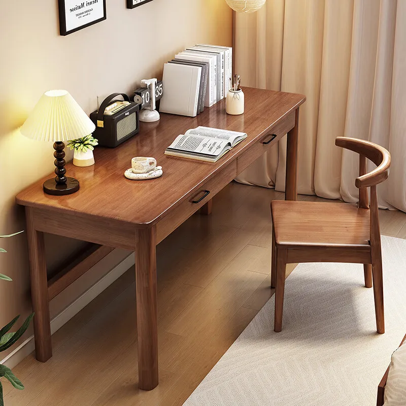Vintage Bedroom Long Writing Desk With Wax Wood Pattern Computer Table Vintage Style Makeup Table Vintage Computer Table