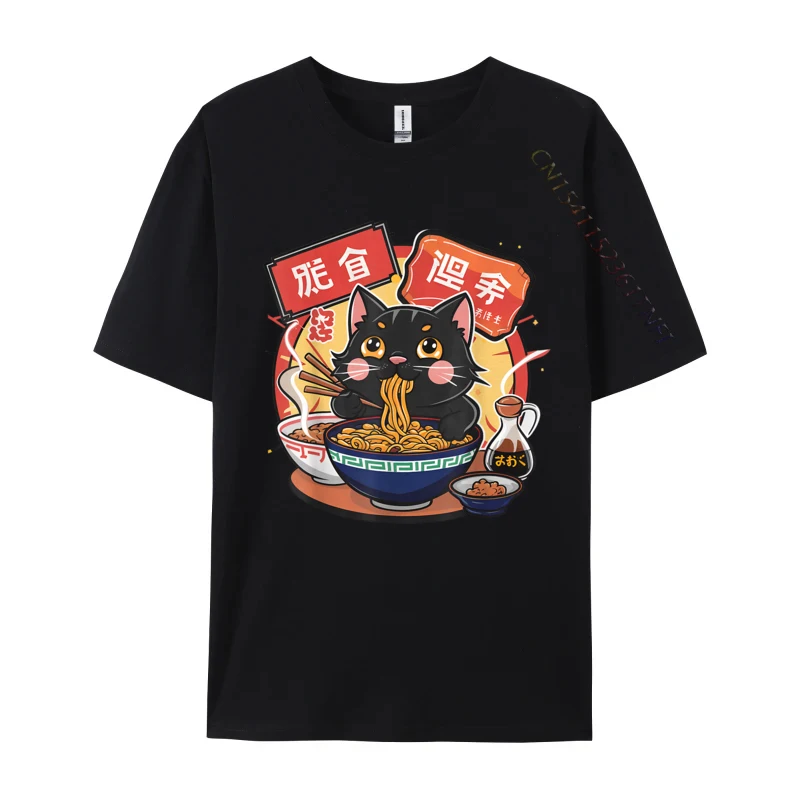 

Cat Eating Ramen Graphic Tee for Asian Food Lovers Hip hop Men T Shirts Wholesale ostern Day Cotton Shirt 3D Printed Tee-Shirts