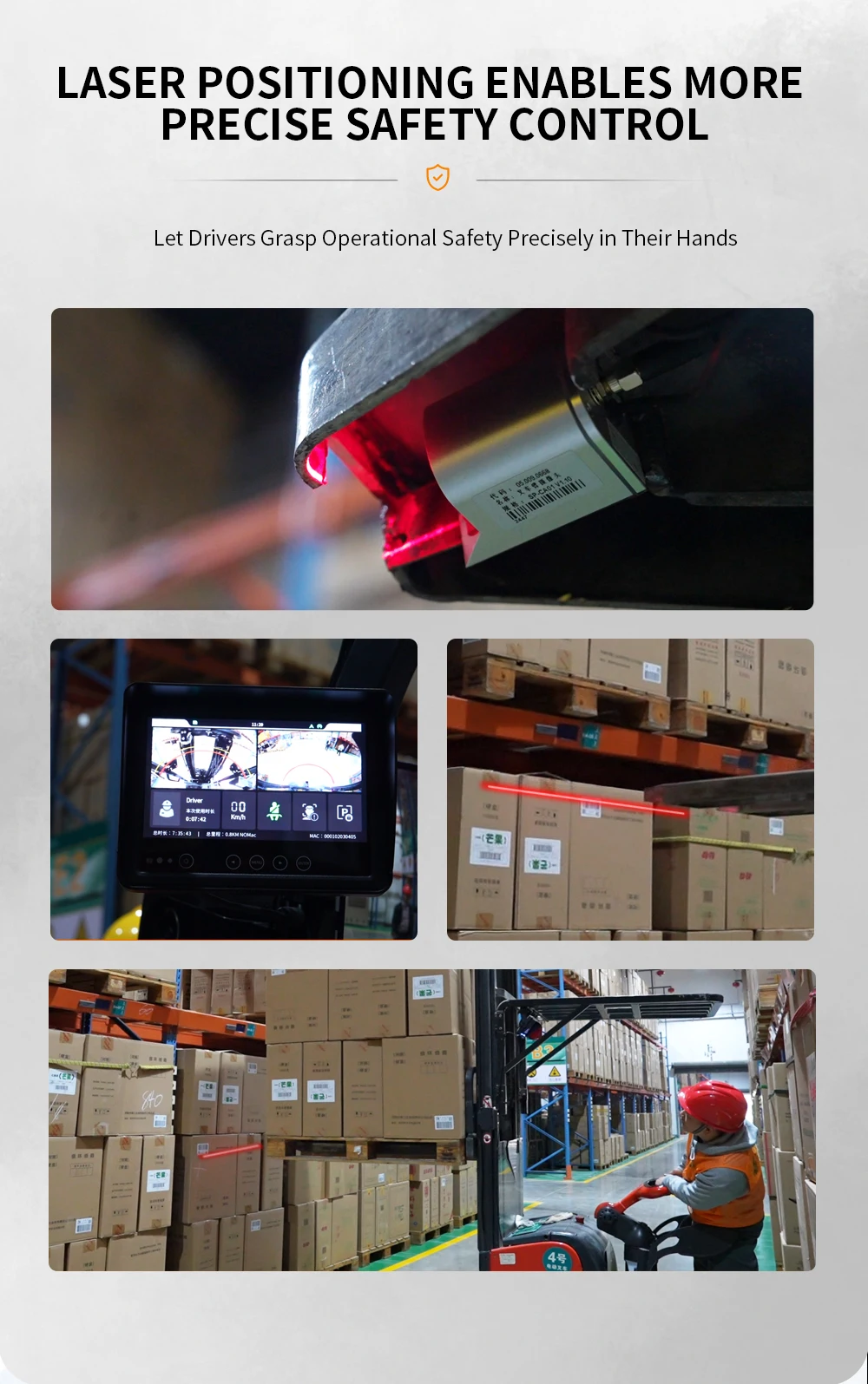 2026 Single  Forklift Wireless Light Safety System | Rear Blind Spot Detection Pedestrian Warning System 1280*72 026