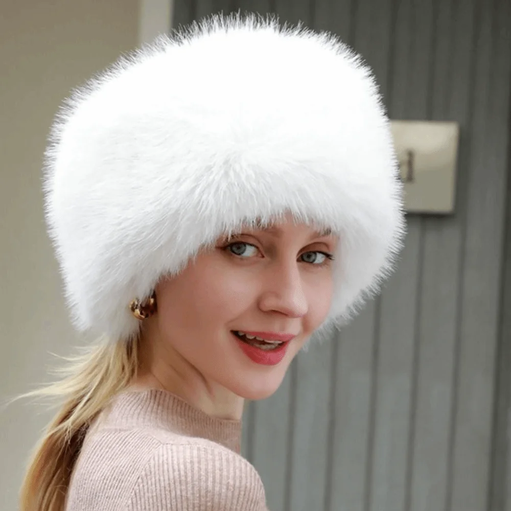 Imitation Fur Imitation Mink Fur Hat Warm Ear Flaps Artificial Fur Hat Rabbit Fur Open Top Fluffy Hat Winter Hair Accessories