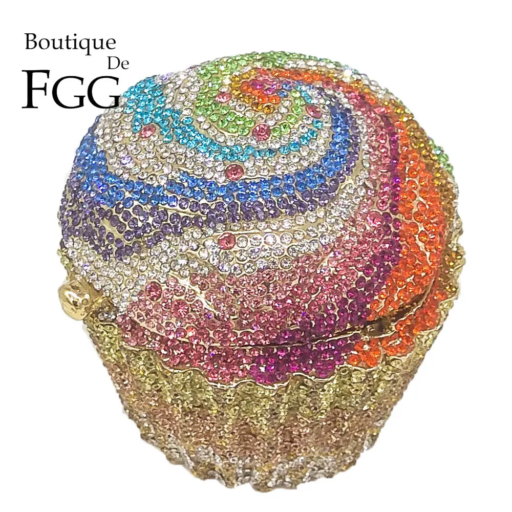 

Boutique De FGG (in stock) Women Cupcake Crystal Clutch Evening Bag Wedding Purse and Handbag Bridal Party Rhinestones Bag