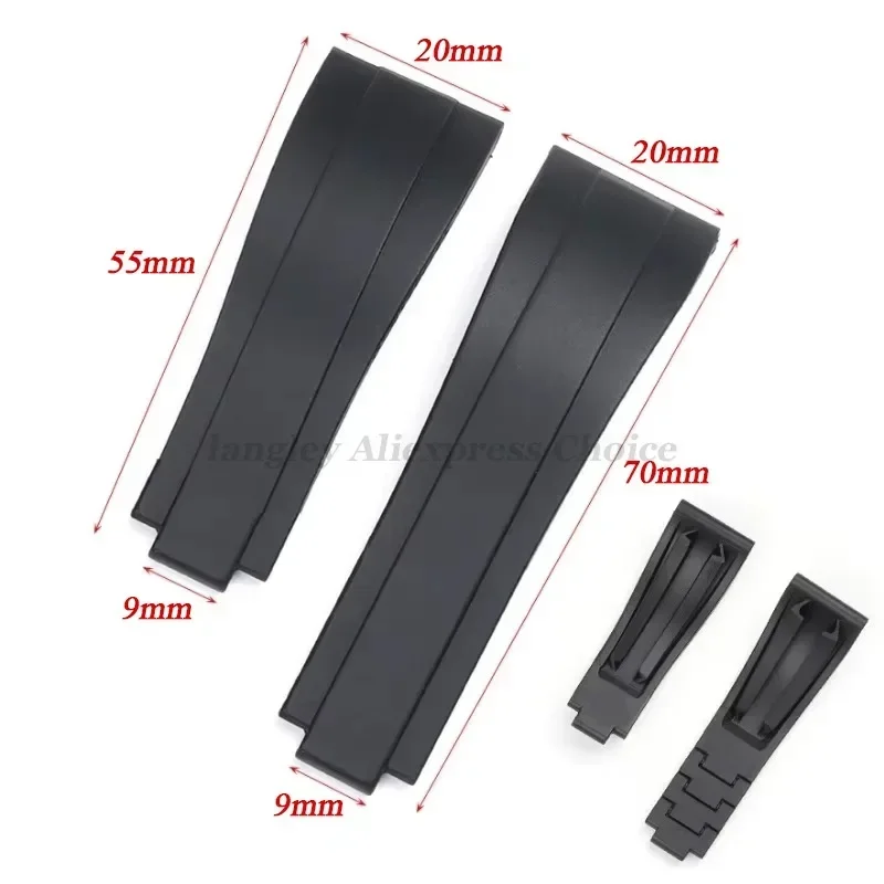 20 مللي متر المطاط حزام الساعات ل رولكس الغواصة دايتونا GMT أعماق البحار سيليكون حزام الفرقة غواص سوار مقاوم للماء 9 × 9 مللي متر ماتي مشبك