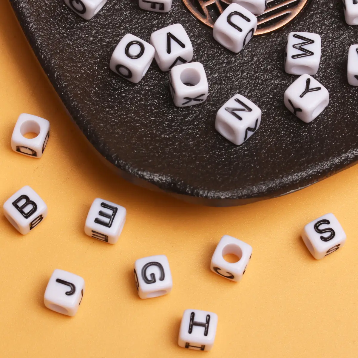 5.5mm 50Pcs Square White Alphabet Beads DIY for Jewelry Making DIY Crafts Name Bracelet Necklace