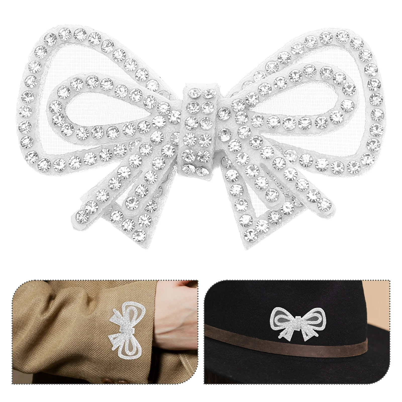 

10pcs Butterfly Knot Fabric Patches Rhinestone Bow Applique Iron On Crystal Embroidered Diy Decoration For Clothes Shoes Bags