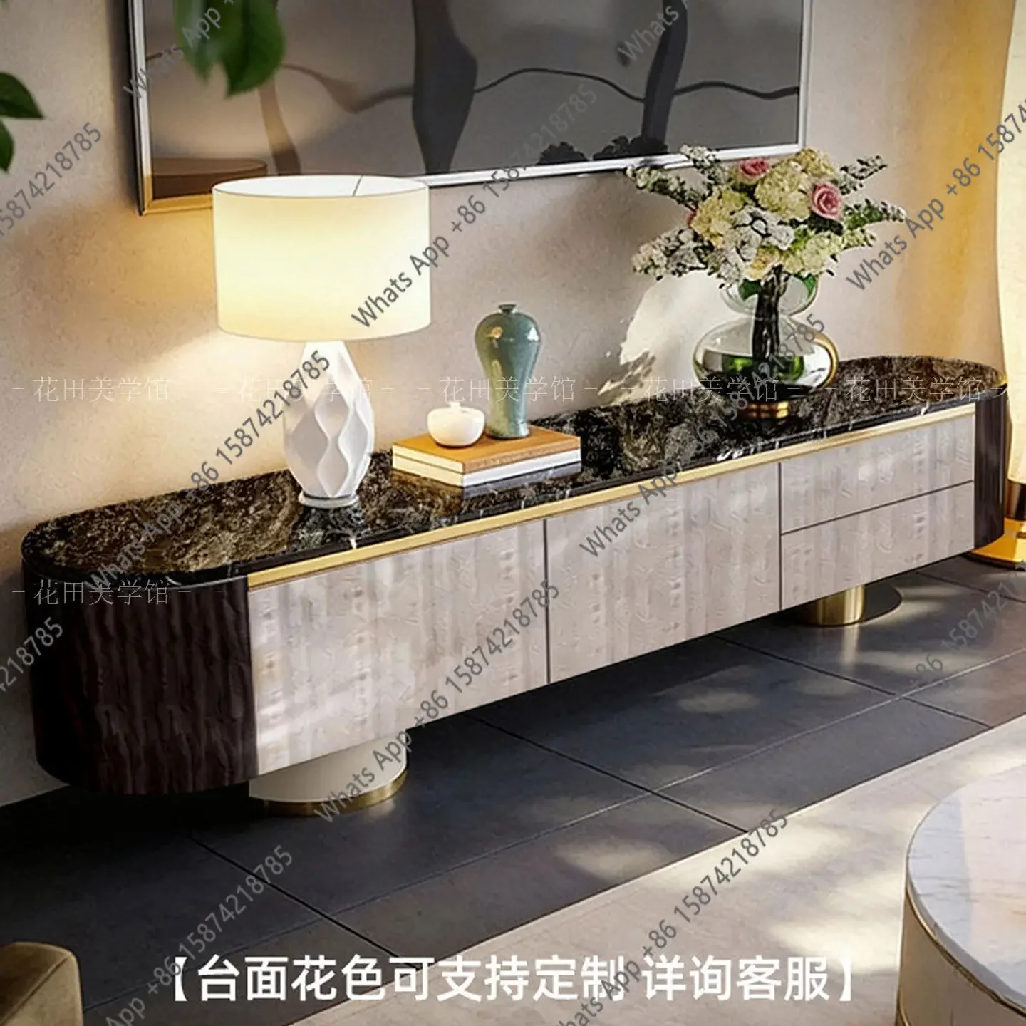 

Итальянский тумба под телевизор из мрамора класса люкс, 62 см, для гостиной, современной виллы, с высококачественной отделкой под дерево, новая напольная тумба