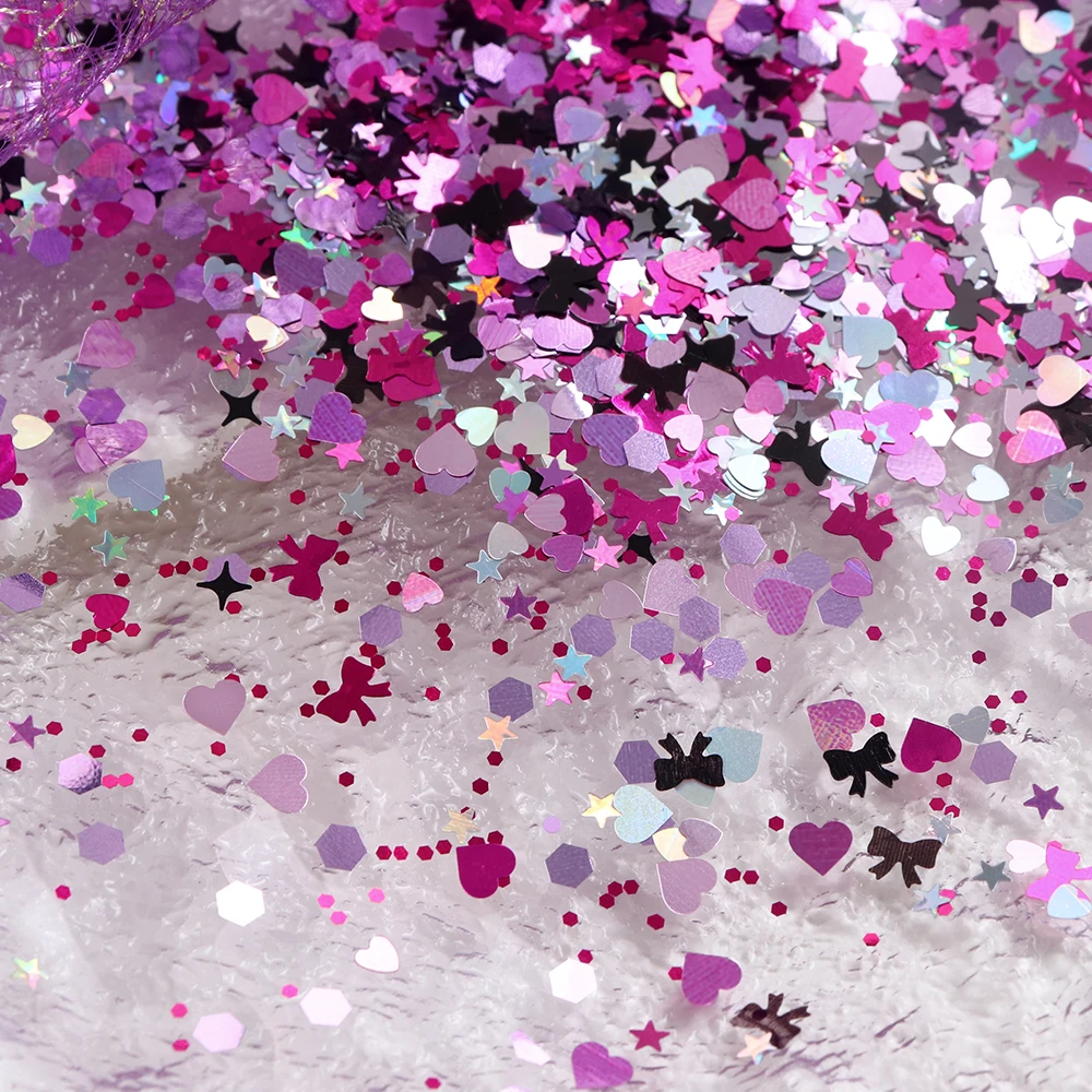 5g Magenta Bowknots Glitter Resin Sequin Hot Pink Love Heart Star Confetti for Epoxy Resin Art Decor DIY Jewelry Making Supplies view 5