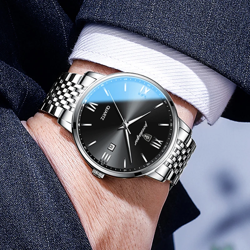 POEDAGAR Luxury Sports Men's Wristwatch Stainless Steel Waterproof Date Man Watch High Quality Casual Fashion Quartz Men Watches