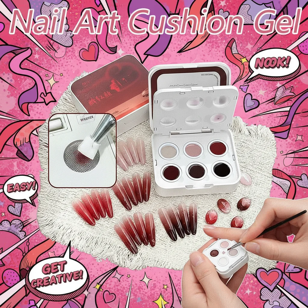 

6-Compartment Cushion Gel Polish Set Gradient Blush Nail Art Ombre Effect 2-in-1 Multi-Functional Gel Polish Kit
