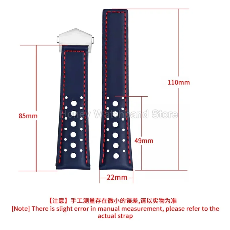 Waterproof Sweatproof Breathable Genuine Cowhide Watchband for Tag Heuer Carrera Heritage Monaco Series Comfortable Strap 22mm