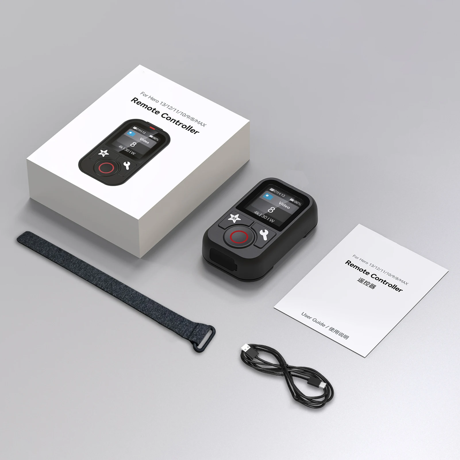 Wireless Smart Remote Control Camera Controller 60M Control Range Waterproof Replacement for GoPro Hero 13/12/11/10/9/8/MAX Buil