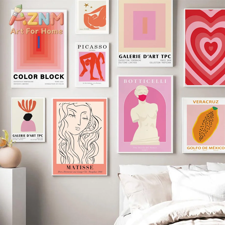 Matisse Bauhaus Color Block Flower Market Wall Art Canvas Painting Abstract Posters Prints Pictures For Living Room Home Deco