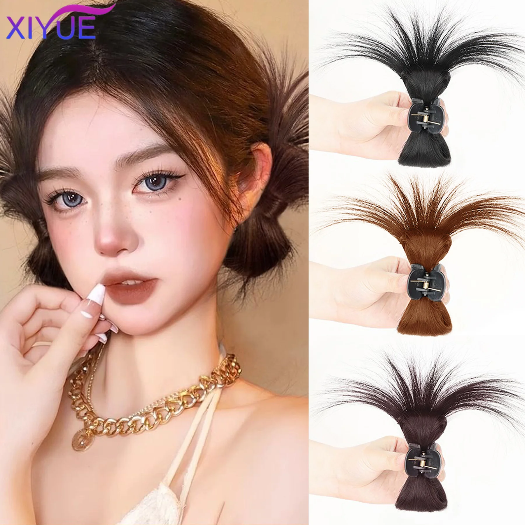 Synthetic Women Half-tie Hair Claw Feather Shuttlecock Head Lazy Head Clip Wig Catch Clip High Ponytail Hair Accessories