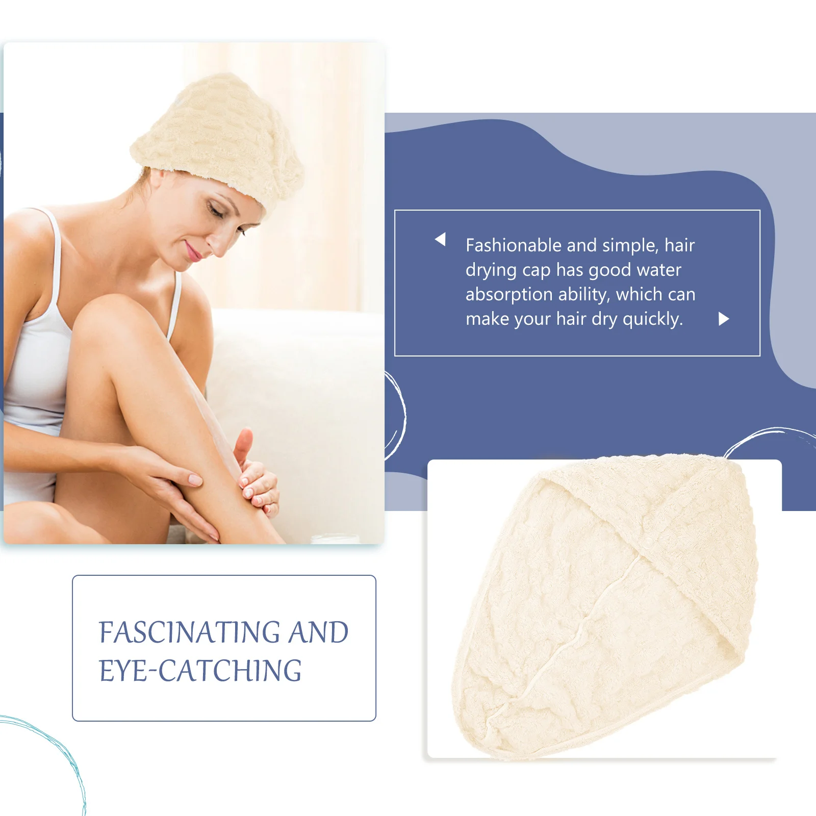 

Soft Thick Hair Drying Towel Wrap for Women Fast Absorbing Turban Cap for Wet Hair Comfortable Reusable Shower Bath Accessory