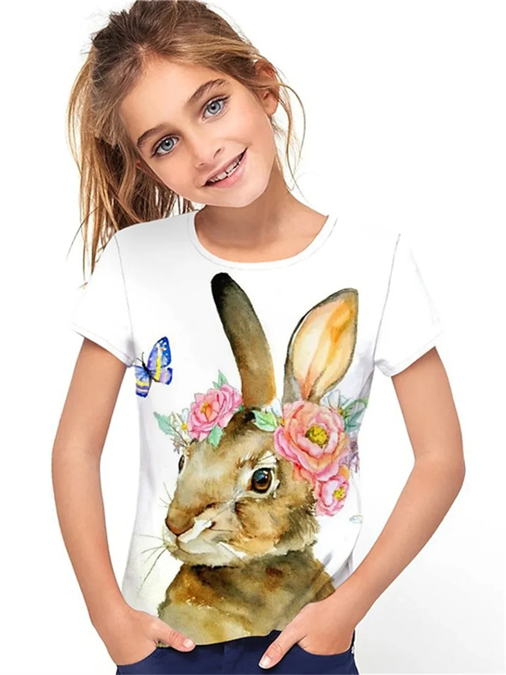 2025 New Funny Animal 3d Print Girls' T-Shirts Festival Party Fashion Short Sleeved Tops Casual T-Shirts Girls' Clothing