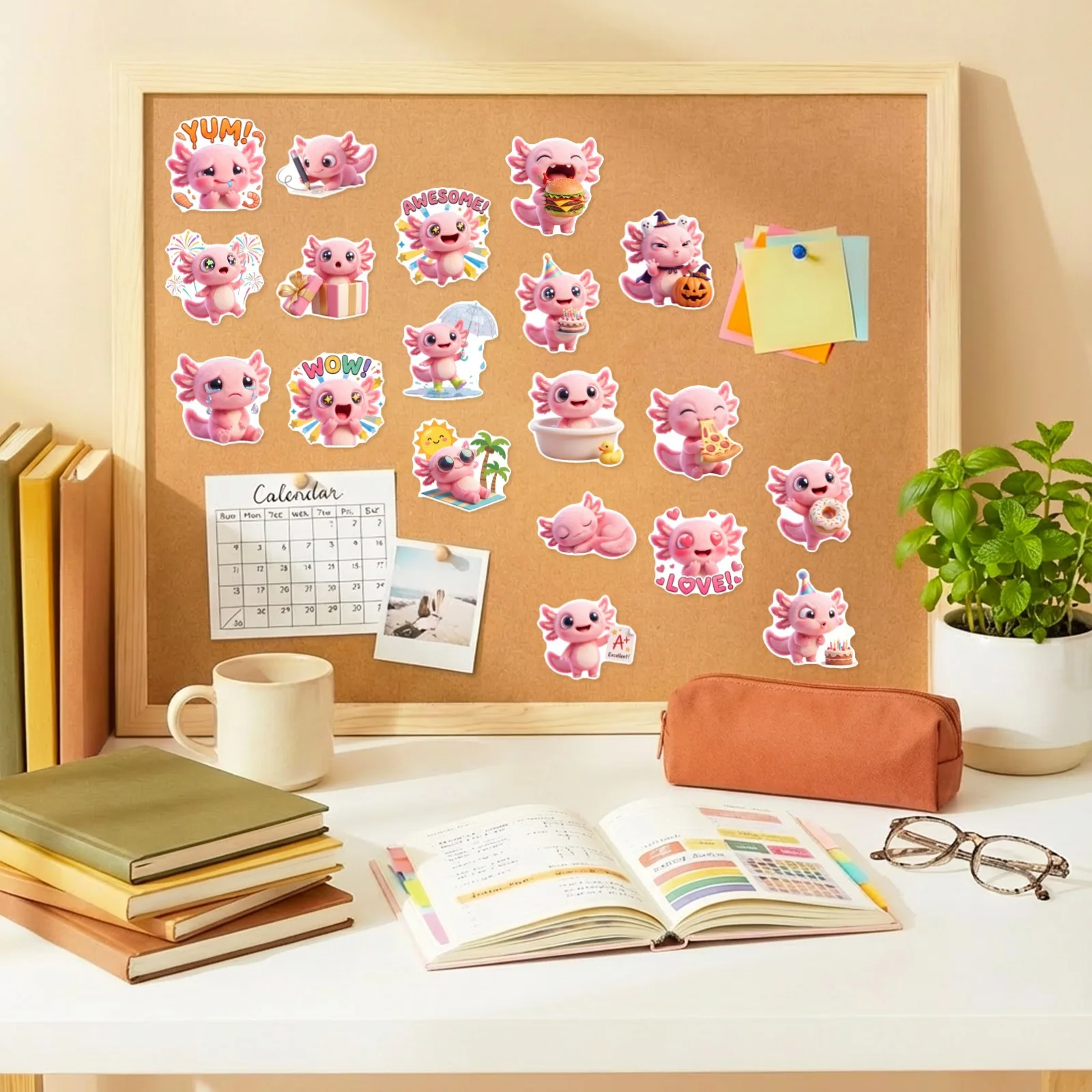 250pcs/lot Kawaii 3D Salamander Meme Stickers Hexagonal Dragon Children's Reward Stickers Fun Graffiti DIY Scrapbooking Material