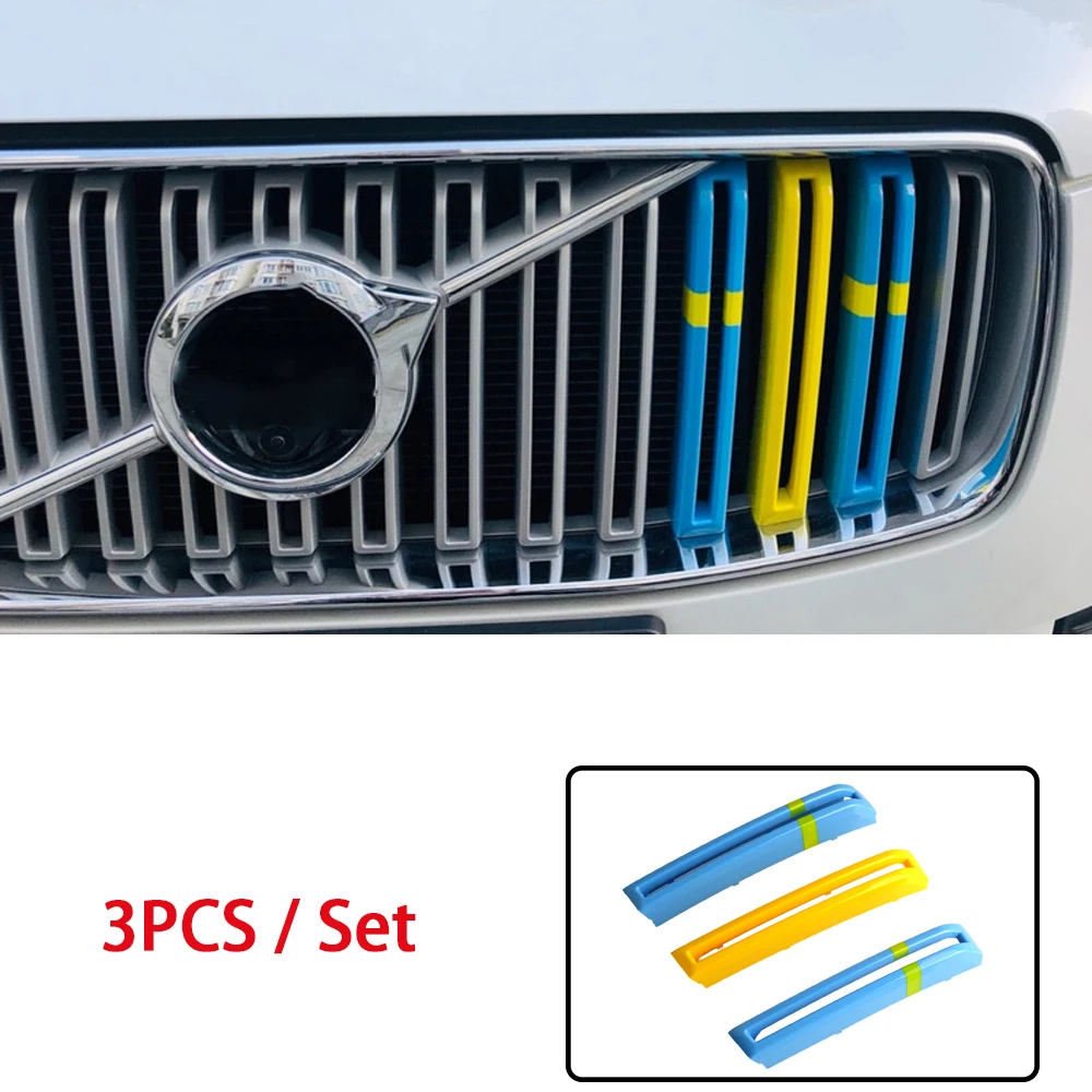 Sweden Flag Car Grille Decoration Emblem Car Front Grille Trim Covers For Volvo XC90 T5 T6 T8 R-Design 2015 2016 2017 2018 2019