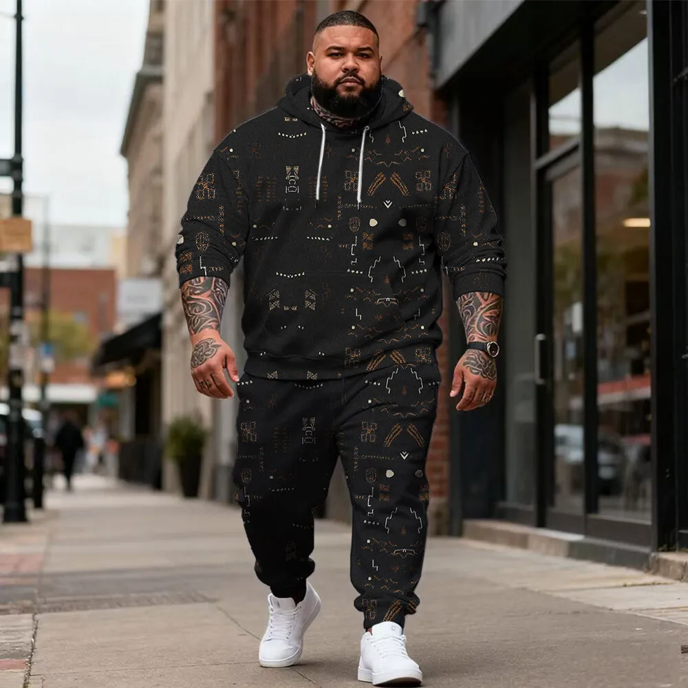 

S-9xl Комплект толстовок с капюшоном большого размера: клетчатые элементы — повседневный наряд из двух предметов, высококачественная ткань, прозрачный плед,