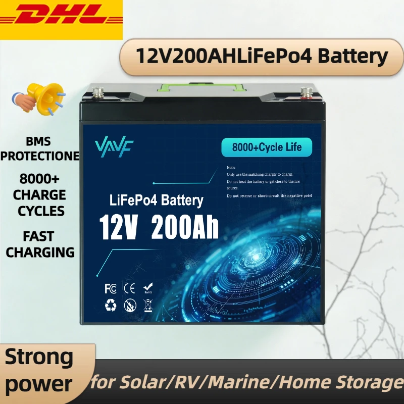 

Литий-железо-фосфатный (LiFePO4) аккумулятор Аккумулятор 12В 200Ач со встроенной защитой ️ BMS, 8000+ циклов, подходит для солнечных энергетических систем, автодомов/кемперов, морских судов