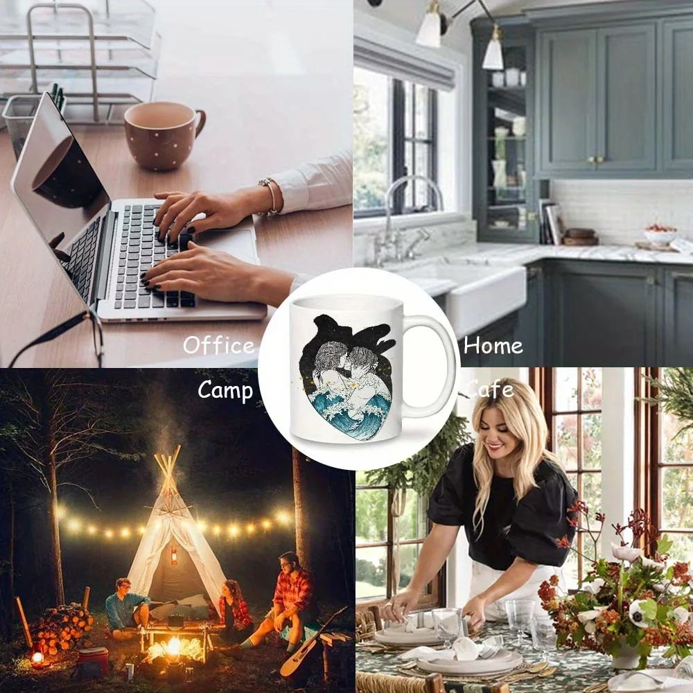 Romantic Heart Ceramic Mug - Unique Couple Design, Perfect Gift for Coffee and Tea Lovers, Novelty Present for Valentine's Day