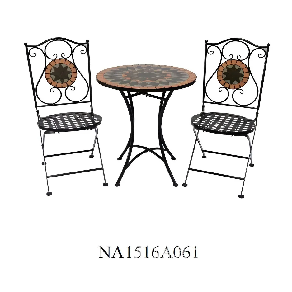 Outdoor courtyard mosaic table and chair furniture factory direct sales wrought iron chair table outdoor table and chair