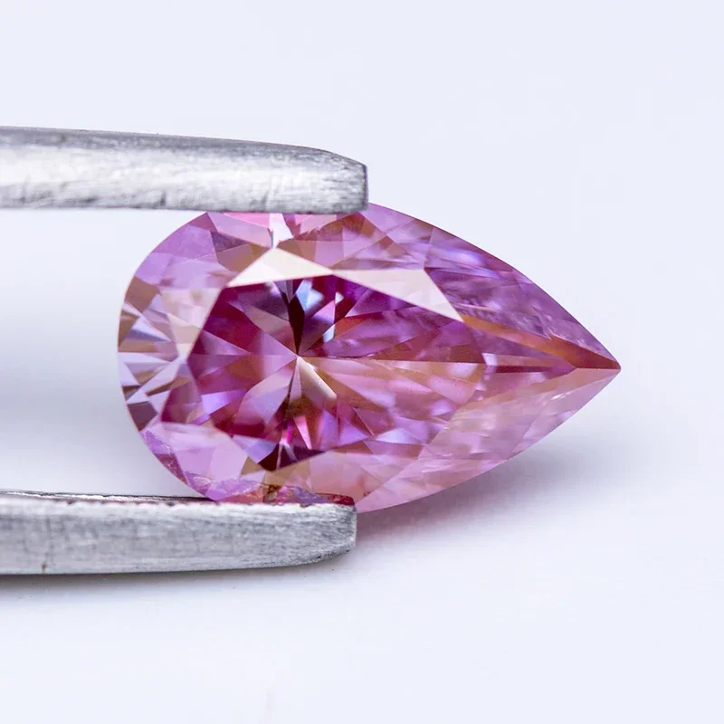 Moissanite Stone Pear Cut Sakura Pink Color Lab Created Diamond DIY Woman Jewelry Making Materials with GRA Certificate