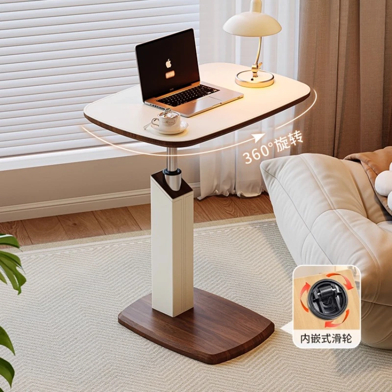

Saddle leather lifting side table Home bedside Antique living room coffee