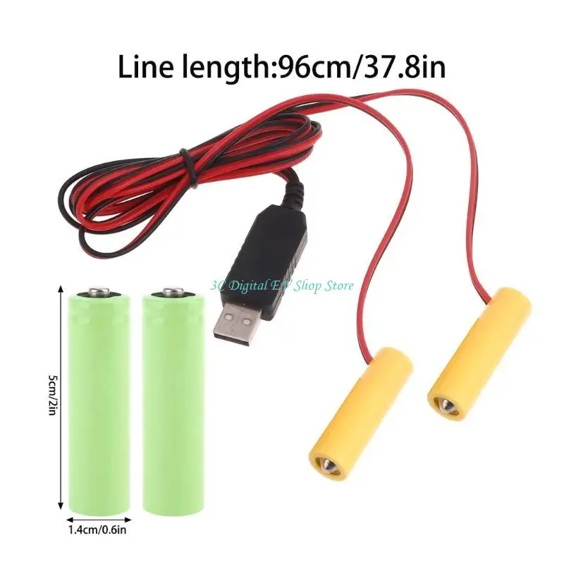 E74D 2 in 1 USB -Netzteilkabel USB bis 3 V LR6 -Batterie für LED -Lichtuhr – Detail 6