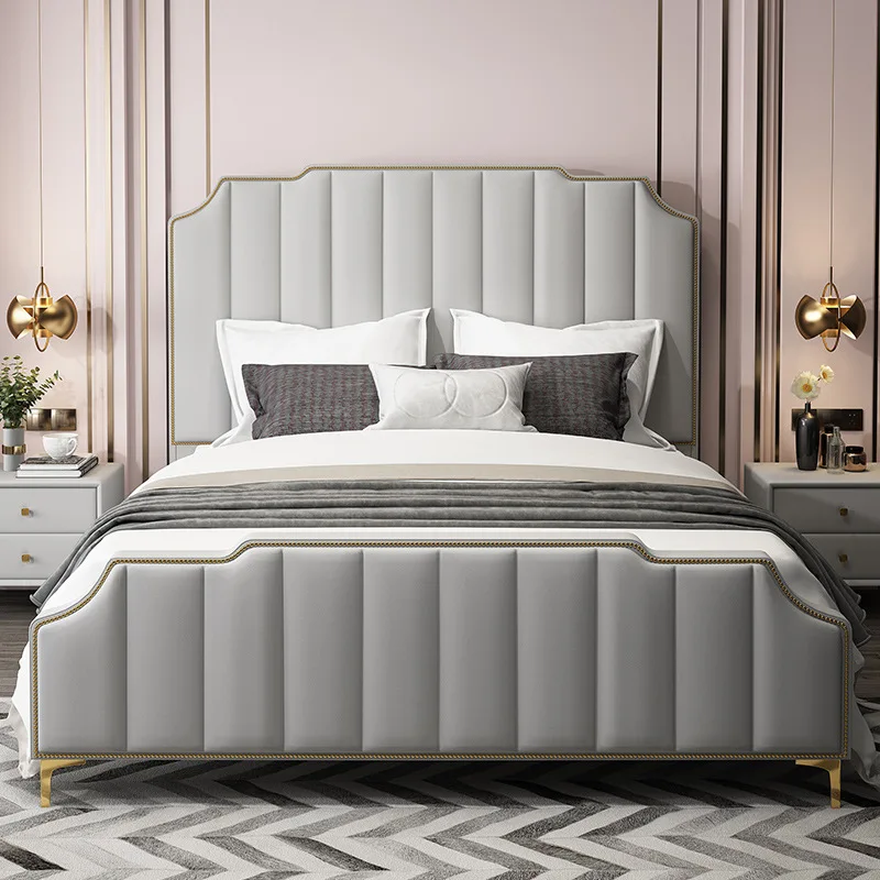 أمريكي، حديث، بسيط، من الخشب الصلب، سرير مزدوج فاخر، غرفة نوم رئيسية #4