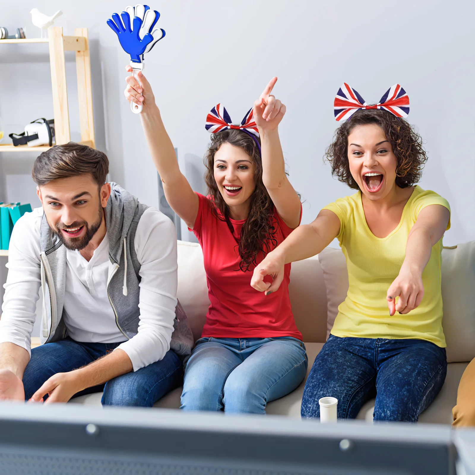 

2 pcs England Flag Hair Hoop Bowknot Design Lightweight Kids Adults Football Game Party Accessories Hairband Loop Beautiful