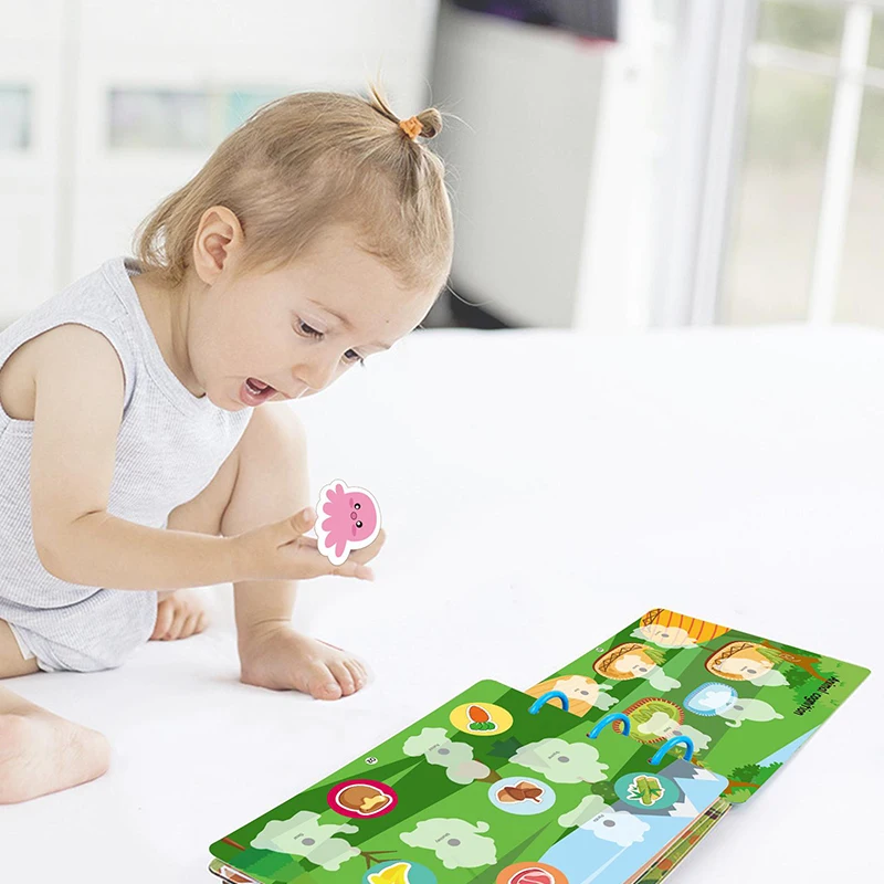 モンテッソーリシーンステッカー子供のための DIY 実践パズル再利用可能な本漫画学習認知おもちゃ子供のためのギフト