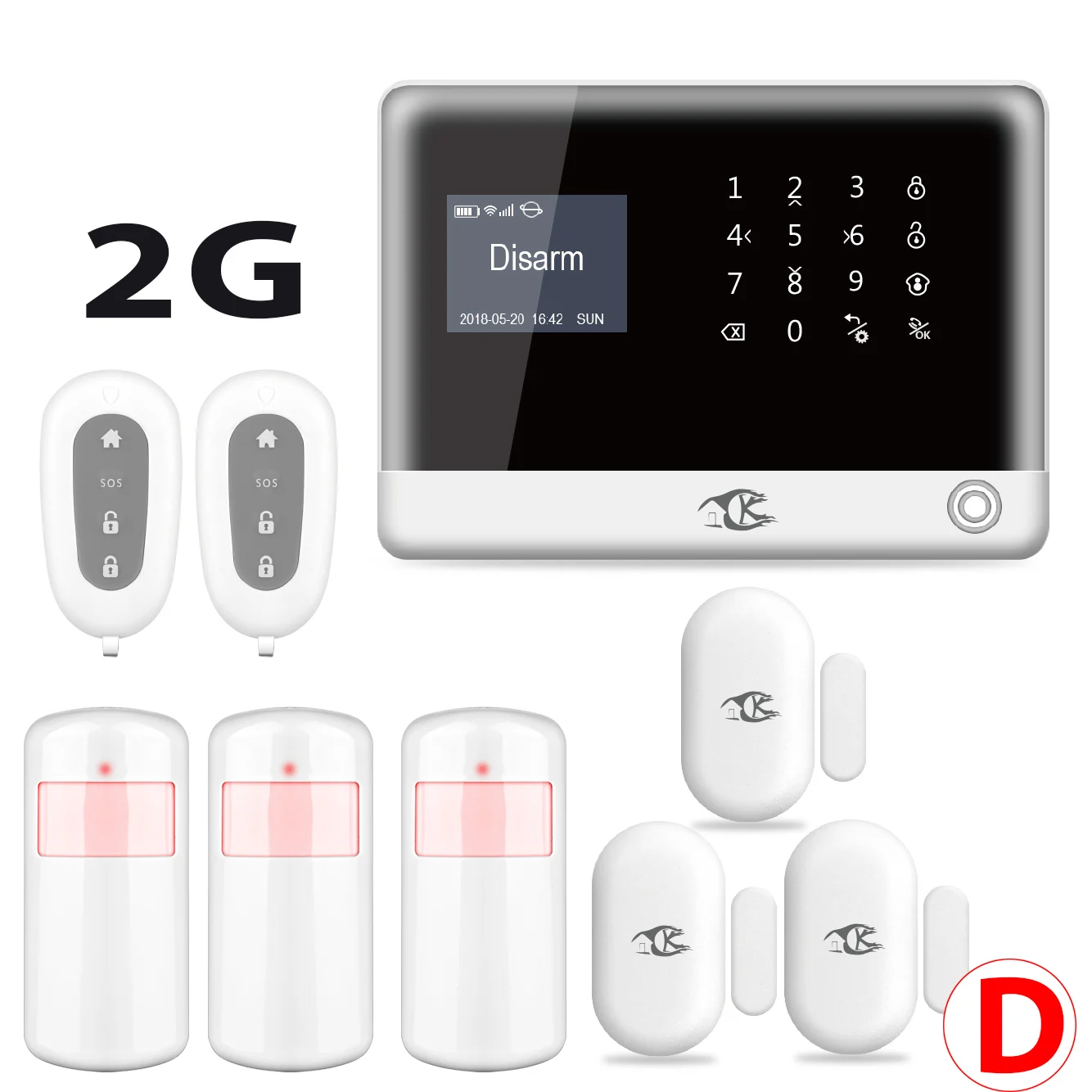 Home Security Alarm Burglar Intruder System Wireless 2G GSM for Wireless SOS One-click