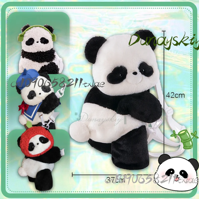 

Милый рюкзак с пандой, темно-синий стиль, чехол с головой панды и яблока, пушистый рюкзак для девочек и мальчиков, аксессуары для косплея, костюм на Хэллоуин