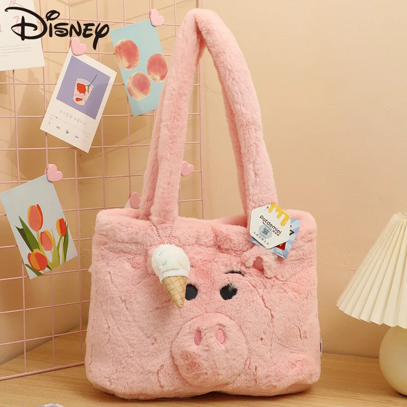 Disney-Bolso de felpa de gran capacidad para mujer, bolso de mano de dibujos animados, informal, versátil, a la moda, novedad