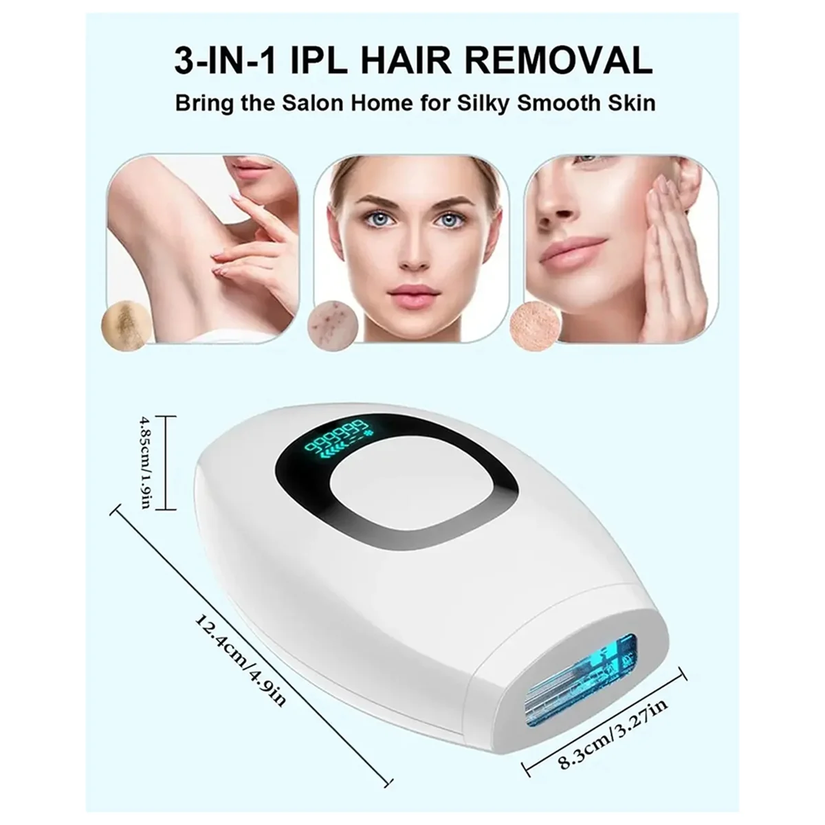 ABXHH Depiladora láser IPL Depilación para el cuerpo de las mujeres 999.999 Flashes Depiladora IPL permanente indolora EU-PLUG A