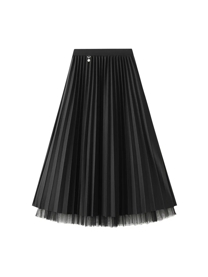 

Двусторонняя многослойная плиссированная юбка из тюля, юбка А-силуэта, объемная, корректирующая фигуру, для женщин больших размеров, миди, повседневная