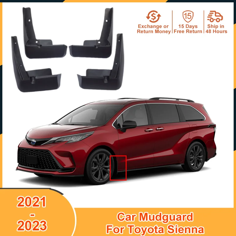 

2021-2023 Car Splash Guards Mudguard for Toyota Sienna 2021 2022 2023 Accessories Black Auto Mudflaps Mud Flaps Fender Protector