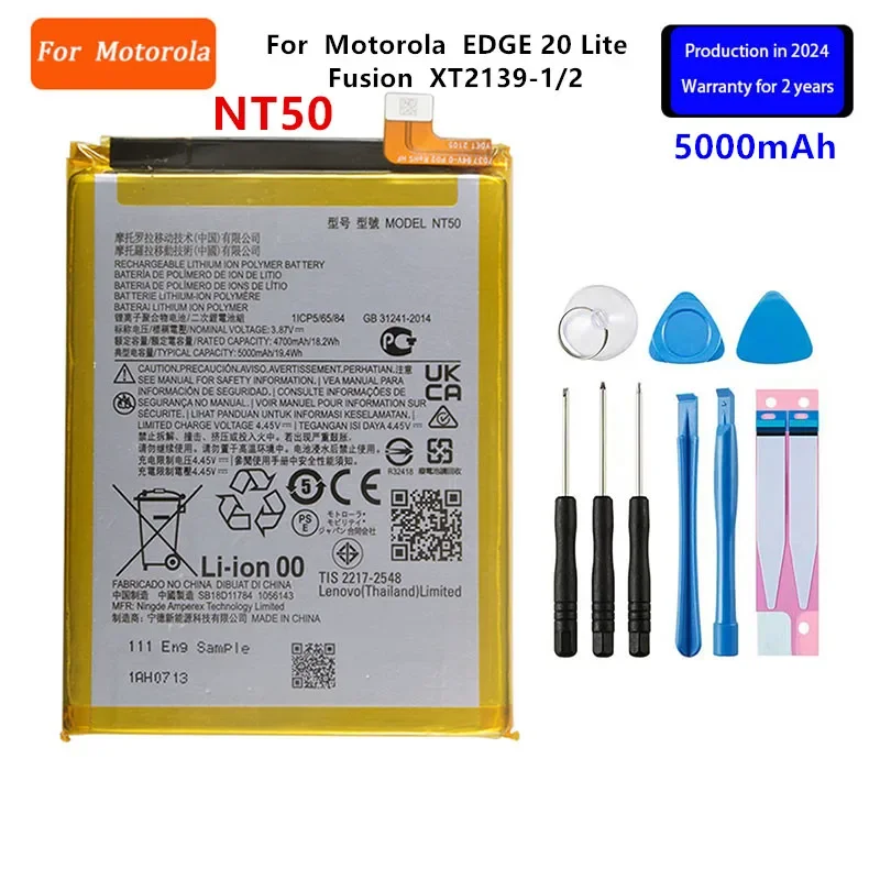 

100% Original NT50 5000mAh Battery For Motorola Moto EDGE 20 Lite/Fusion XT2139-1/2 Phone Batteries+Tools