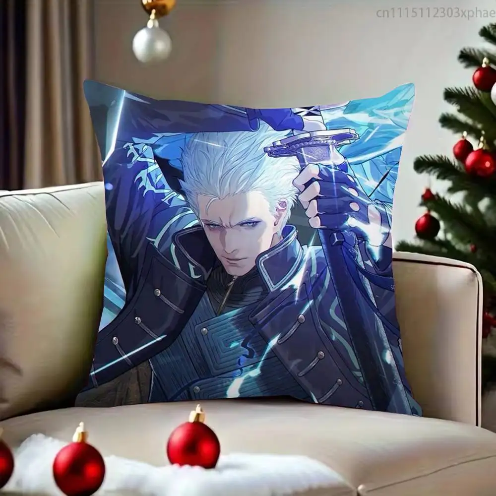 D-Devil May Cry Vergil Pillow Case Cover Square Sofa With For Pattern Comfortable Cushion suitable Of Room