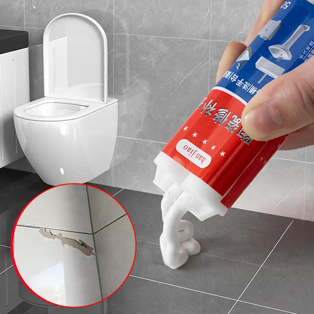 50ml Keramik-Glasur-Reparaturpaste Schnell Trocknende Reparatur für Wannenkratzer und Spülbeckensprengungen, Superhaftende Porzellan-Emaille-Reparaturset für Fliesen