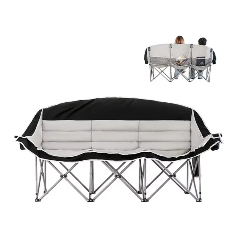 

Multi-User Folding Chairs with Steel Pipes Three -Person Outdoor Camping Beach Concerts Sports Benches for Football Gym Use