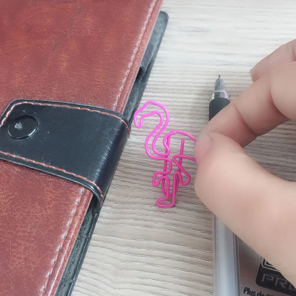 10 قطعة دبابيس ورق ملونة فلامنغو الكرتون تصميم ملف معدني المشابك لمكتب مدرسة لوازم مكتبية حامل رسائل قوي #3